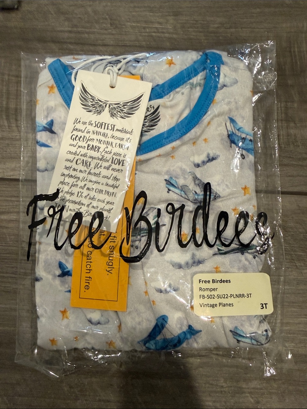 Free Birdees Blue Airplane Romper 3T